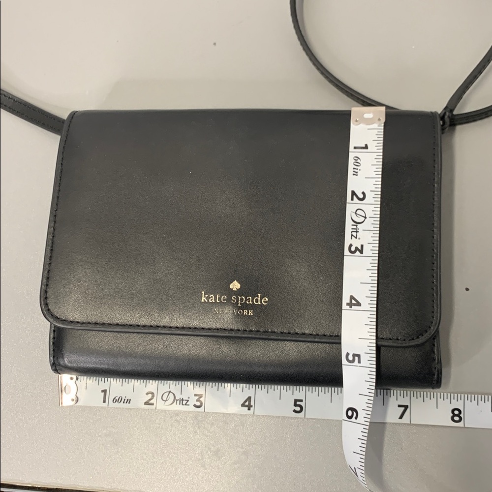 Kate Spade Karri Sleek Smooth Small Black Crossbody Flap Wallet  7.5Wx5.5Hx1D - Picture 13 of 14